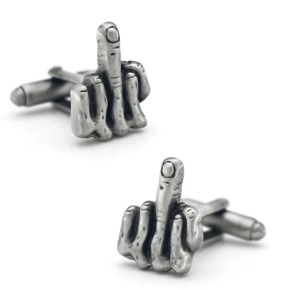 Iconic Johnny Cash flipping the Bird Gun Metal finish Cufflinks NEW